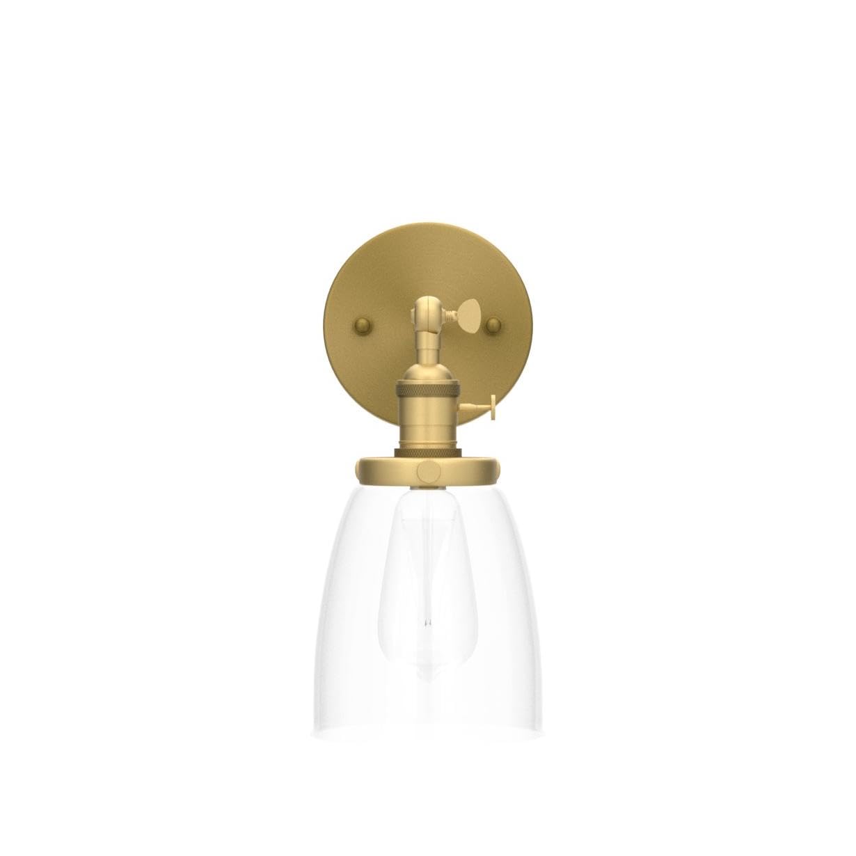 Pathson Vintage Wall Sconce Lighting with On Off Switch, Clear Glass Shade Brass Vanity Light, Industrial Wall Fixtures for Living Room Bathroom