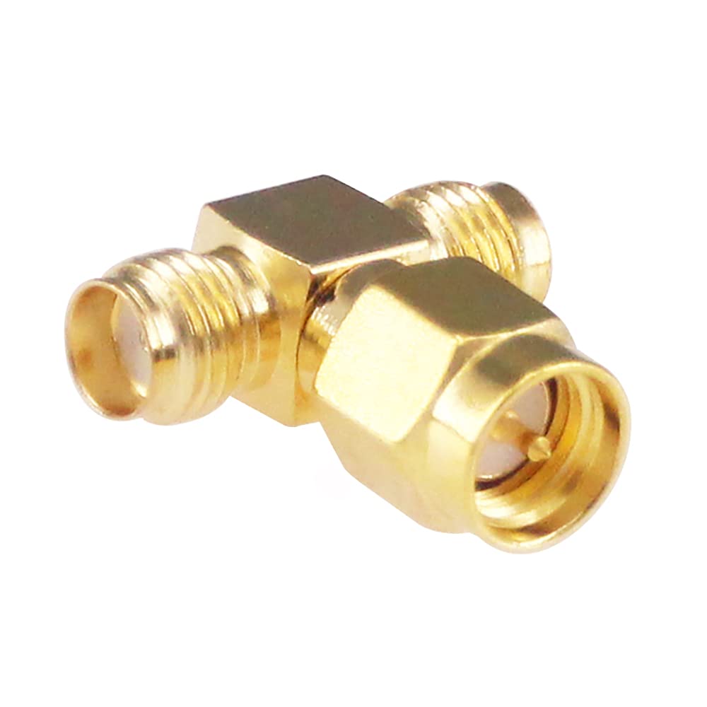 RFaha 4pcs Antenna Adapter SMA Male to Dual SMA Female Connector T Type 3 Way Splitter Antenna Converter(NOT for TV)(F06-4)