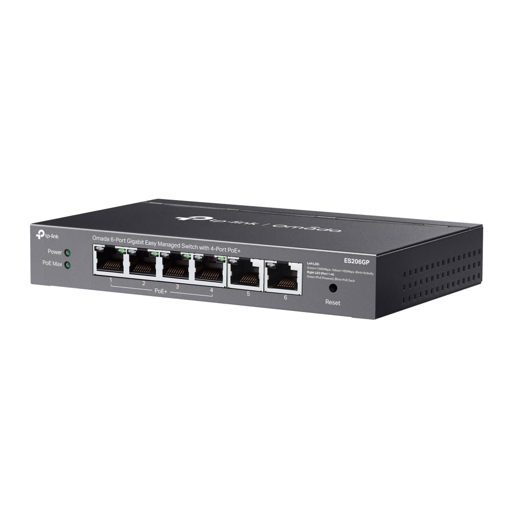 TP-Link Omada 6 Port Gigabit Easy Managed, PoE Switch, 65W Budget, PoE+ Compliant, Up to 250m PoE Distance, Auto Recovery, VLAN, Auto Loop Prevention