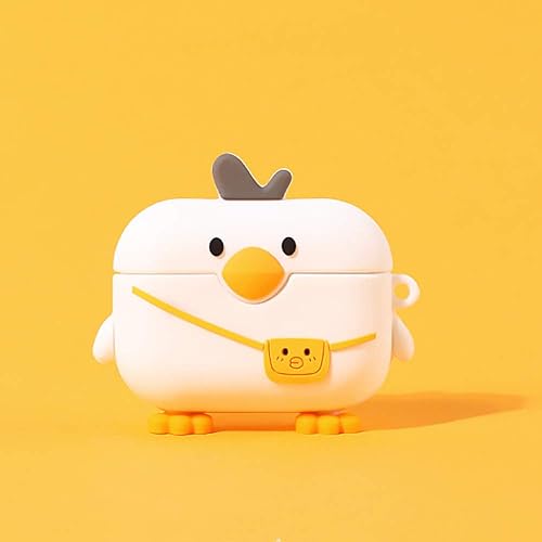 Cute Duck Case Compatible for AirPods Case Pro & Pro 2 Generation, Men Women Silicone Funny Kawaii Fashion Cartoon 3D Duck Skin Cover for AirPods