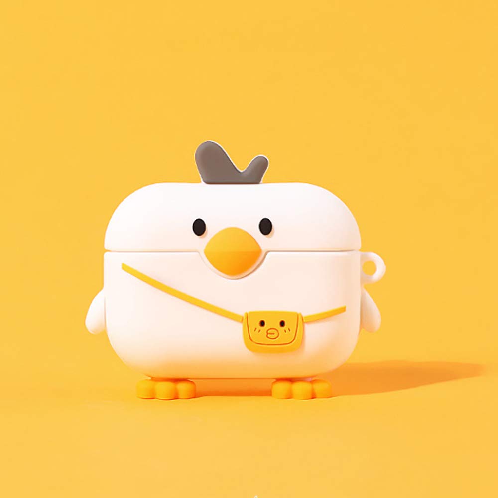 Cute Duck Case Compatible for AirPods Case Pro & Pro 2 Generation, Men Women Silicone Funny Kawaii Fashion Cartoon 3D Duck Skin Cover for AirPods