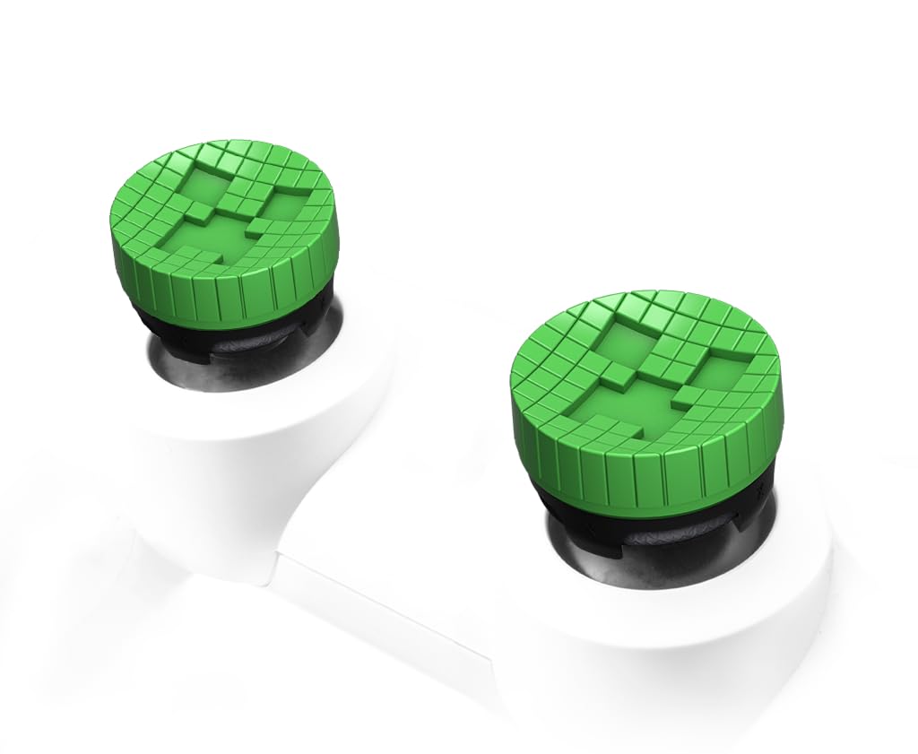 KontrolFreek Minecraft Performance Thumbsticks: Creeper Edition for Xbox Series X/S and Xbox One (XB1) Controller | Mid-Rise | Green