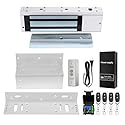 Door Access Control System 1200lbs Magnetic Lock Kit with ZL Bracket 4 Remote Controls Stainless Steel Exit Button