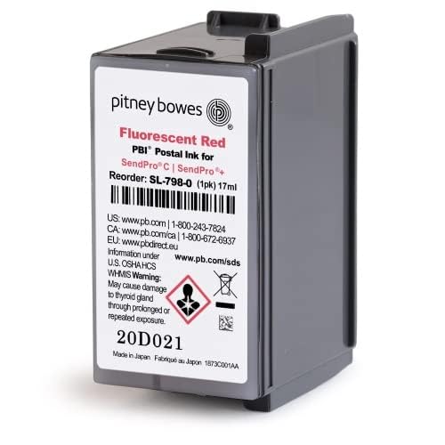 Pitney Bowes SL-798-0 Ink Cartridge | for use in SendPro C and SendPro+ | Office Supplies Ink Cartridge | Red, 17 ml