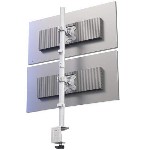 VIVO Dual Vertically Stacked LCD Monitor Desk Mount, Extra Tall Heavy Duty Adjustable Stand for 2 Ultrawide Screens up to 34 inches, 22 lbs Capacity
