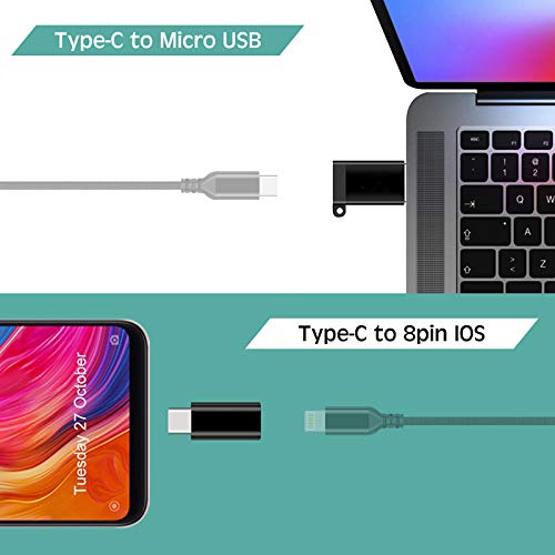 KLJ USB-C Adapters, Type C to Micro USB 3.0 Pack of 5, Black