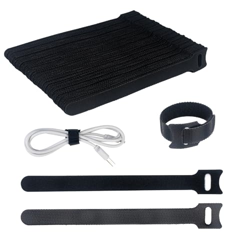 SUTOUG 60PCS 6 Inch Reusable Cable Ties Black, Adjustable Cable Straps, Cable Tie Management, Cable Tidy for Desktop Charging Cables, Home and Office