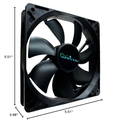 APEVIA CF214S-BK 140mm 4pin Molex & 3pin Motherboard Black Silent Case Fan (2-pk)