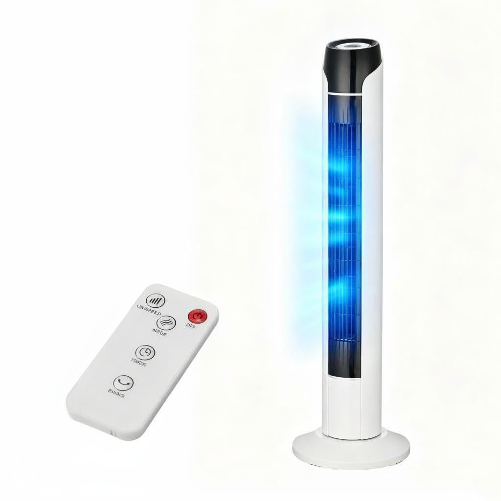 JustSmart Tower Fan - Upgraded DC Motor, 56dB Quiet, 18ft/s Airflow, 60° Oscillating, Remote & Touch Screen