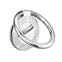 Pikabo Adhesive Phone Ring Holder Stand, 360° Rotation Cell Phone Finger Ring Kickstand, Glitter Phone Grip for Smartphones. (Glitter Silver)