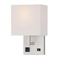 HomeFocus - Bedside Wall Light with Outlet,Wall Lamp,Wall Sconces,Wall Lamp for Bedroom,Living Room,Wall Light for Home and Hotel,Metal,Satin