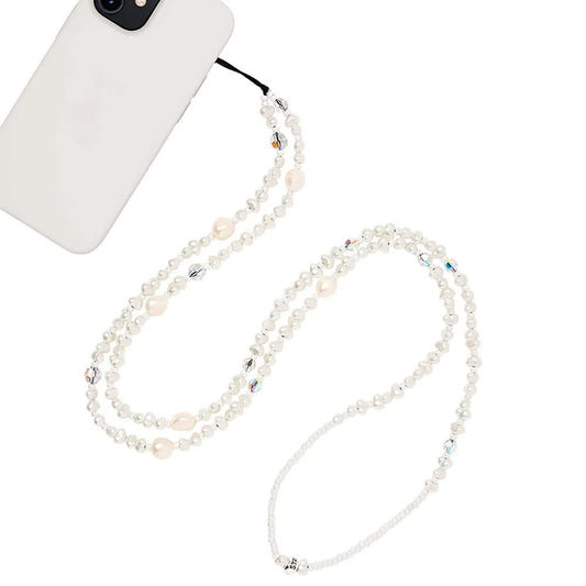 Staqlo Pearl Beaded Phone Lanyard Crystal Beads 47in Crossbody Digital Camera Strap Chain Anti-Lost Neck Phone Chain String for iPhone 17 Pro Max 16
