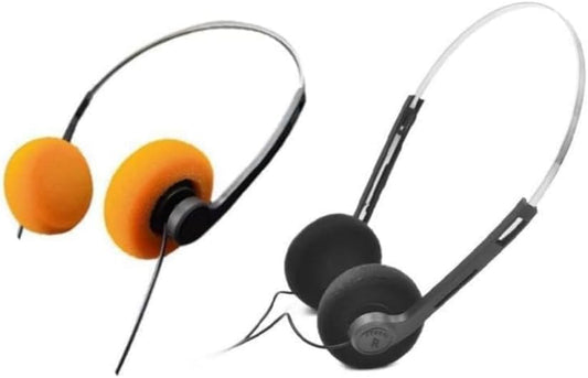 GANPUB 2 Pcs Orange and Black Retro On Ear Headphones, Wired Stereo Headphones, Headphone, Lightweight Portable Headphone with Adjustable Headband…