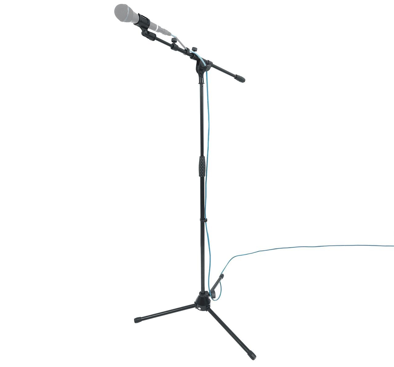 Rockville RVMIC1 V2 Pro Audio Tripod Microphone Stand, Telescopic Boom, All-Metal Joints, Steel, Universal, Perfect for Studio & Live Performances