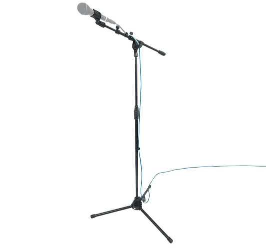Rockville RVMIC1 V2 Pro Audio Tripod Microphone Stand, Telescopic Boom, All-Metal Joints, Steel, Universal, Perfect for Studio & Live Performances