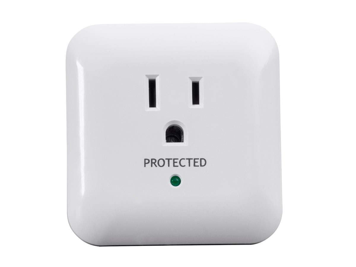 Monoprice Power & Surge - White | 1 Outlet Surge Protector with End of Service Alarm, 900 Joules 15A / 125V / 1875W, 10dB to 60dB