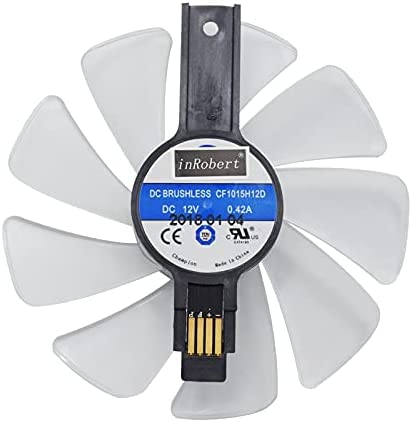inRobert CF1015H12D GPU-Fan-Replacement for Sapphire Radeon Nitro+ RX 590 Graphics Card (2pcs White Fan with Red Light)