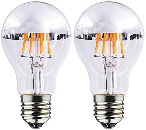 LED Filament Bulb A19 10W, LED Edison Bulb, Half Chrome Silver Bowl Tipped, E26 Base, Warm White 2700K, 100W Equivalent, 900LM, 2Pack