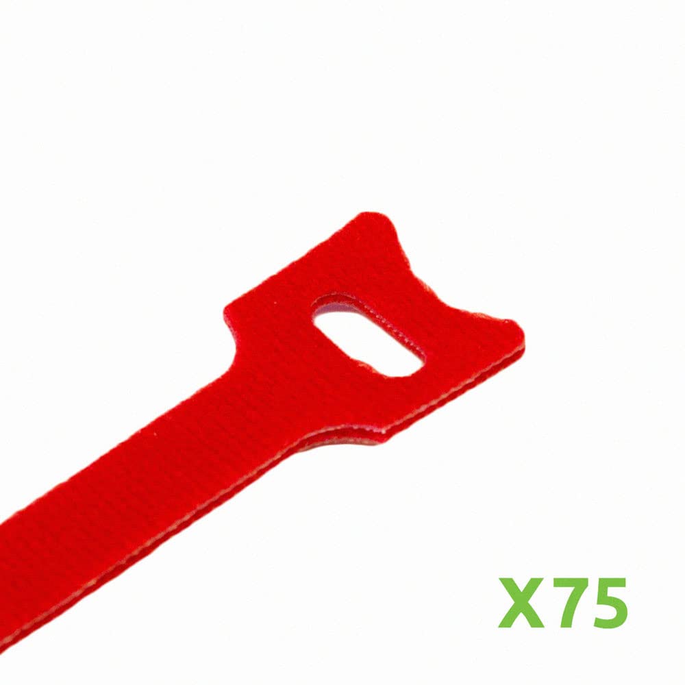 NavePoint 10 Inch Hook and Loop Reusable Strap Cable Cord Wire Ties 75 Pack Red