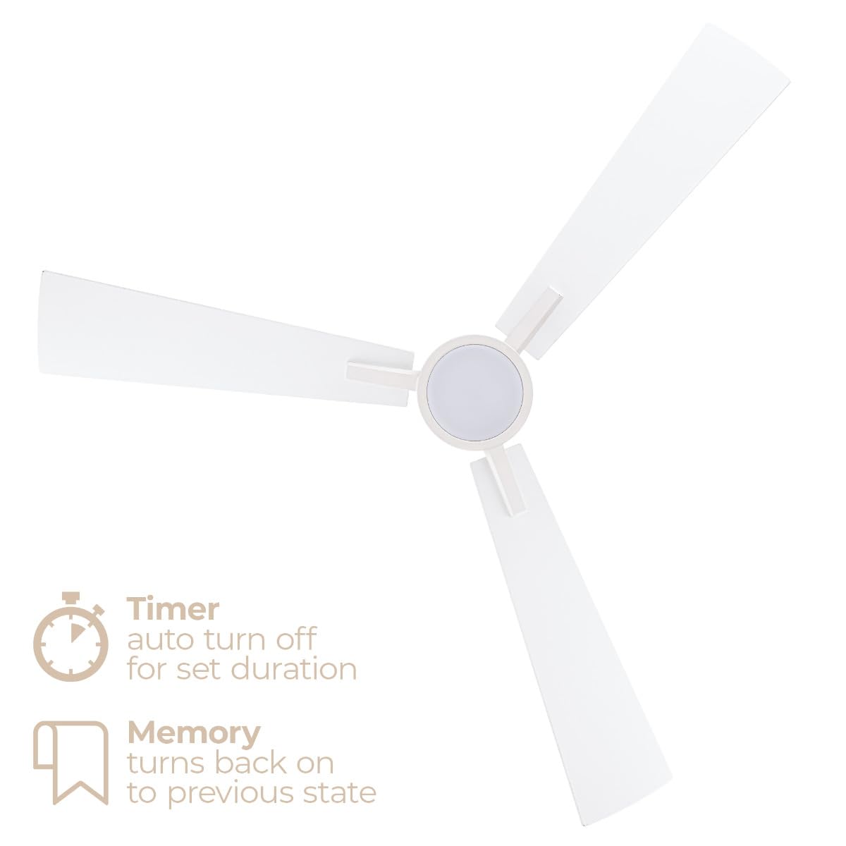 Bali 42in 3-Blade Smart Indoor or Outdoor Flush Mount Ceiling Fan 2700K-6000K CCT Tunable Range LED Light Kit in Matte White with Reversible White