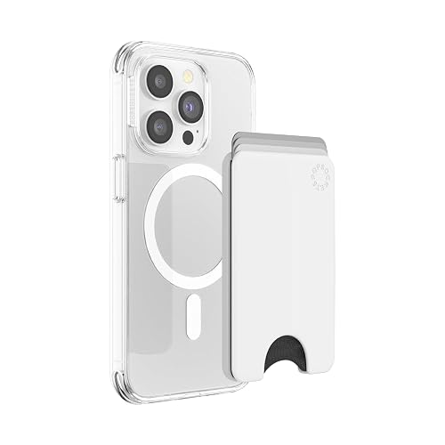 PopSockets Phone Wallet for MagSafe, Phone Card Holder with Grip - White