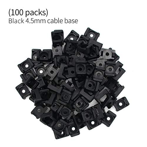 (100 Of Pack) Black 4.5mm Cable Tie Mount Base Saddle Type Mount Screw Wire Bundle Base Holder Width Cable Large Size 0.6 inch