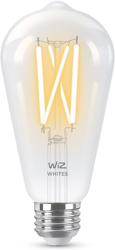 WiZ Connected 60W ST19 Tunable White Filament LED Smart Light Bulbs - Connects to Your Wi-Fi - E26 Smart Bulb - Control with Voice or App + Activate
