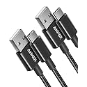 Anker Cable [2 Pack 3ft], USB A to USB C Cable for iPhone 17 Series,Samsung Galaxy S10 S10+, LG V30, Beats Fit Pro and More (Black).