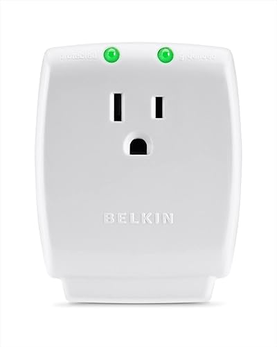 Belkin 1-Outlet Home Series SurgeCube - Grounded Outlet Portable Wall Tap Adapter with Ground & Protected Light Indicators for Office, Charging Brick