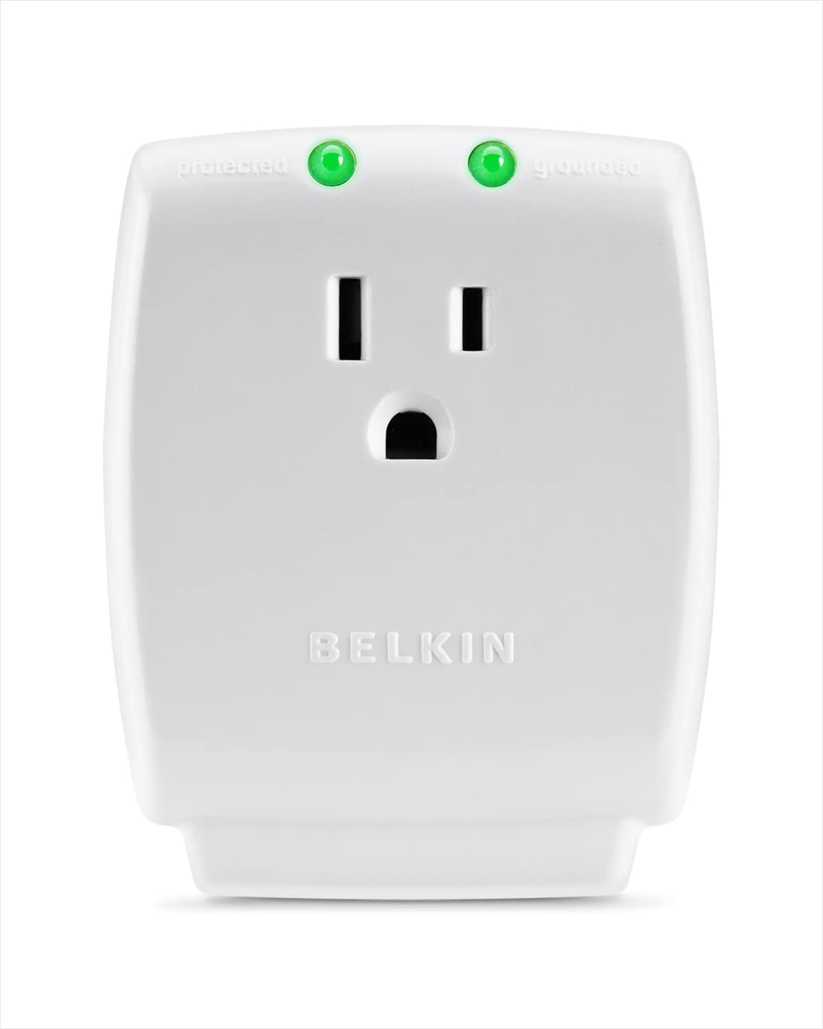 Belkin 1-Outlet Home Series SurgeCube - Grounded Outlet Portable Wall Tap Adapter with Ground & Protected Light Indicators for Office, Charging Brick