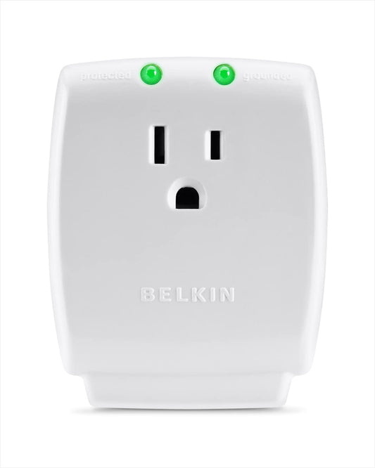 Belkin 1-Outlet Home Series SurgeCube - Grounded Outlet Portable Wall Tap Adapter with Ground & Protected Light Indicators for Office, Charging Brick