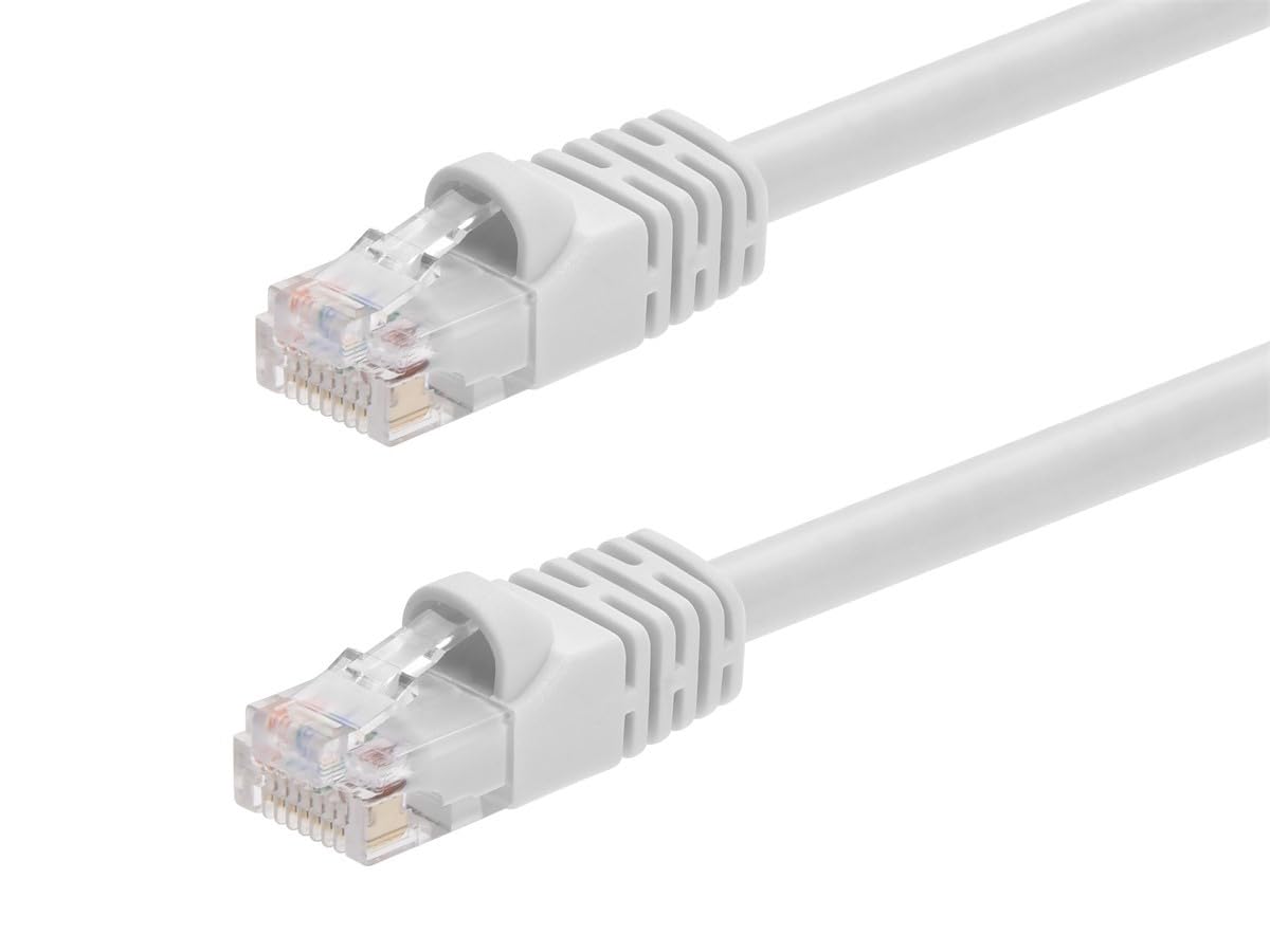 Monoprice Cat5e 100ft White Patch Cable UTP 24AWG 350MHz Pure Bare Copper Snagless RJ45 Fullboot Series Ethernet Cable