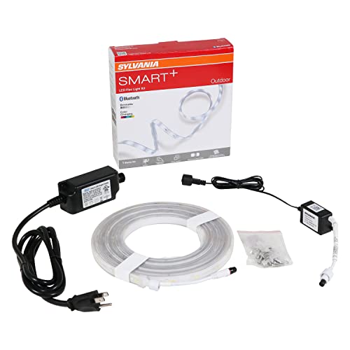 SYLVANIA Smart 16.4 ft Bluetooth Mesh LED Flex Light Strip Outdoor Starter Kit for Alexa/Google/Apple HomeKit, RGBTW Full Color, Dimmable, Accessories