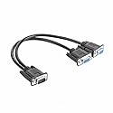 BUBUCAM VGA Y Splitter Cable, VGA 1 Male to VGA 2 Female Adapter Cable Dual VGA Monitor Y Cable for Screen Duplication - 1 Feet, Black (No Screen