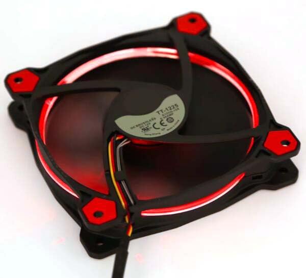 TT-1225 A1225L12S 12V 0.3A 3 Wires 3 Pins Red Led 12CM Silent Cooling Fan 120x25mm