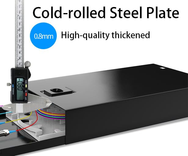 6-Port Fiber Optic Wall Mount Enclosure, OM3 Multimode LC-UPC, 12-Core Box with Pigtails, Black