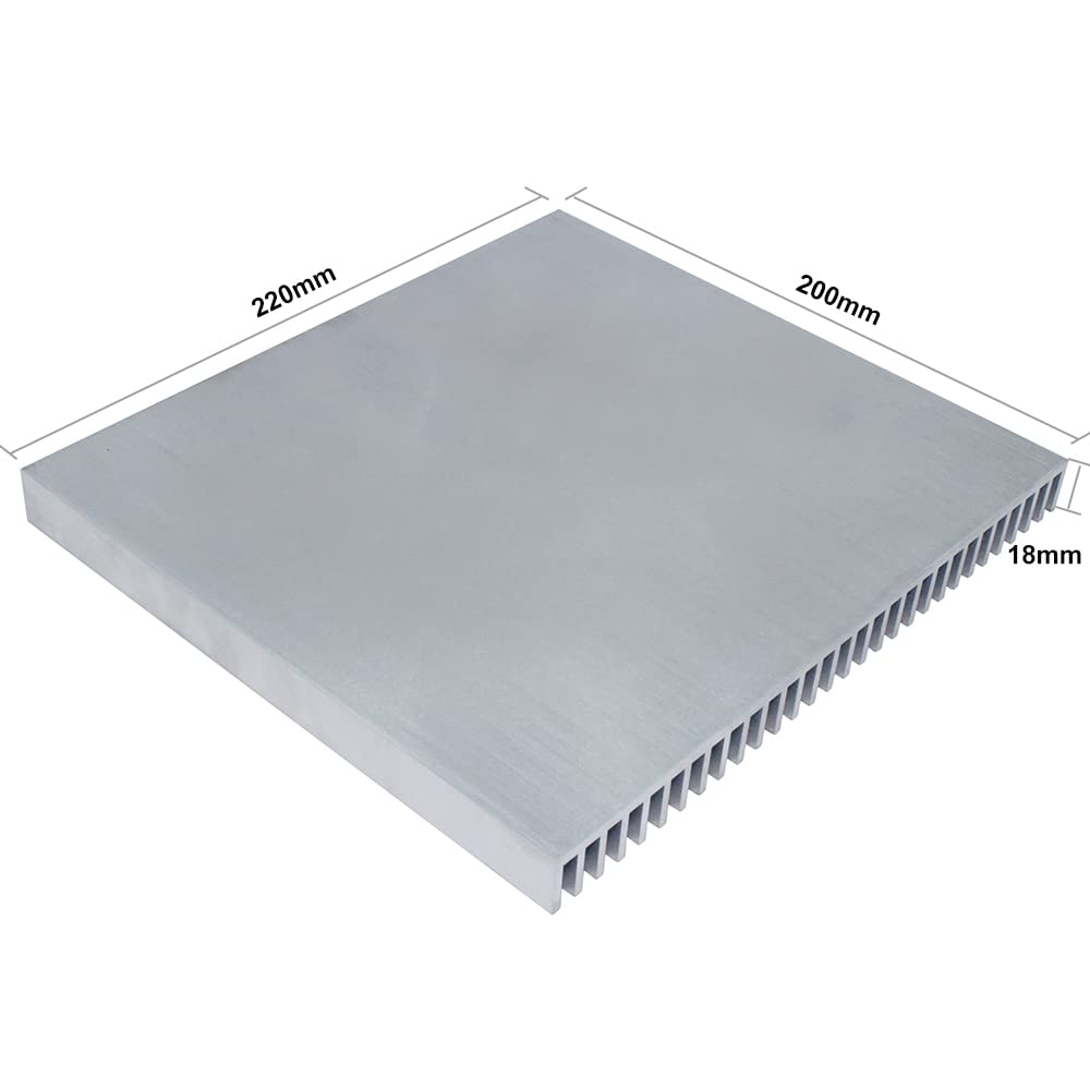 Large Aluminum Heatsink 8.66 x 7.87 x 0.7 inch / 220 x 200 x 18mm Radiator Cooler for LED Chip Electronic LCD Power Amplifier Heat Dissipation
