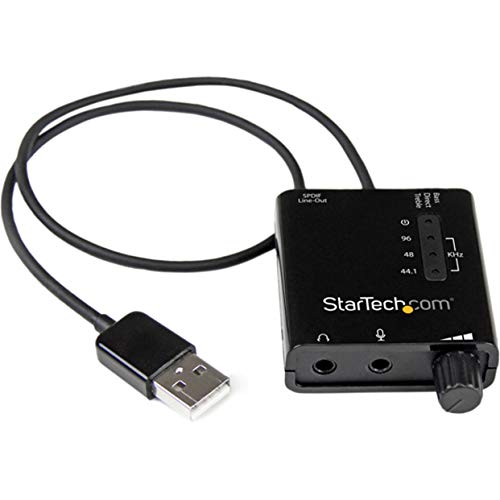 StarTech.com USB Sound Card w/ SPDIF Digital Audio & Stereo Mic - External Sound Card for Laptop or PC - SPDIF Output (ICUSBAUDIO2D),Black 0.6" x 1.8"