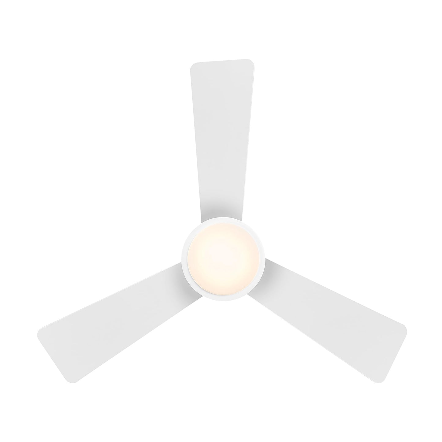 WAC Lighting Hug Indoor or Outdoor 3-Blade 42in Pull Chain Flush Mount Ceiling Fan in Matte White with Adjustable CCT 2700-3000-4000-5000K Dimmable