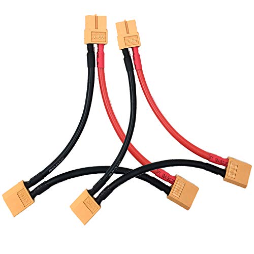 Yiqigou 2 Packs XT60 Series Connector Cable 1-Female to 2-Male XT60 Plug Adapter for RC Lipo Battery