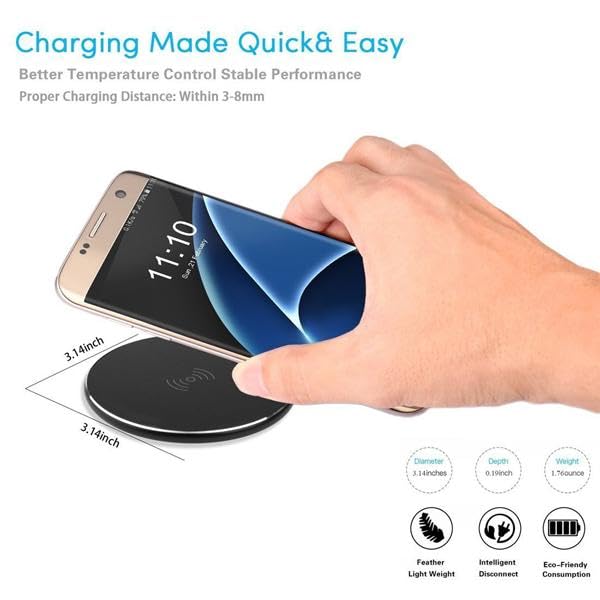 Wireless Charger Fast 7.5W and 10W Compatible with T-Mobile REVVL 7 PRO 5G, Charging Pad Slim