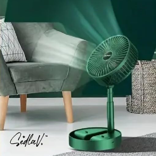 SEDLAV Electric Stand and Table Fan - Telescopic with Adjustable Height, Folding Fan Design - Rechargeable and Portable - Ideal for Home or Office Use