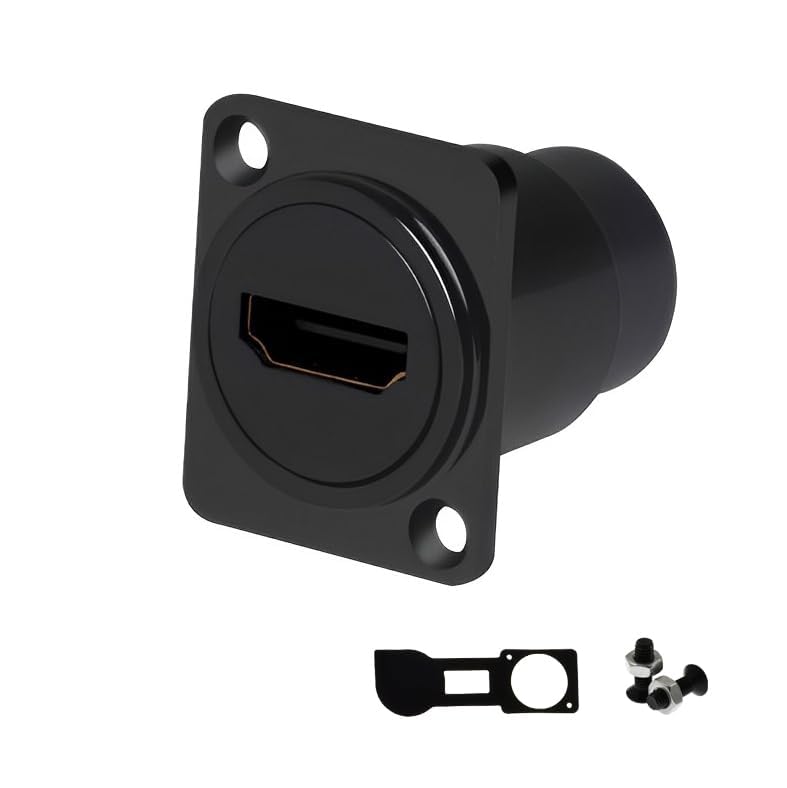 YiKaiEn HDMI 4K@60Hz D Panel Mount Connector with Waterproof Cover - Female-to-Female HDMI Coupler Adapter, 3D & 4K Supported, Extendable for Car