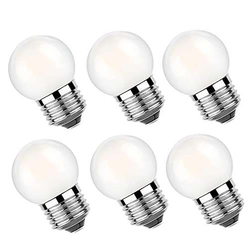 G40 E26 LED Bulbs, 1.5W Low Watt, 2700K Warm White, Night Light, 6Pack