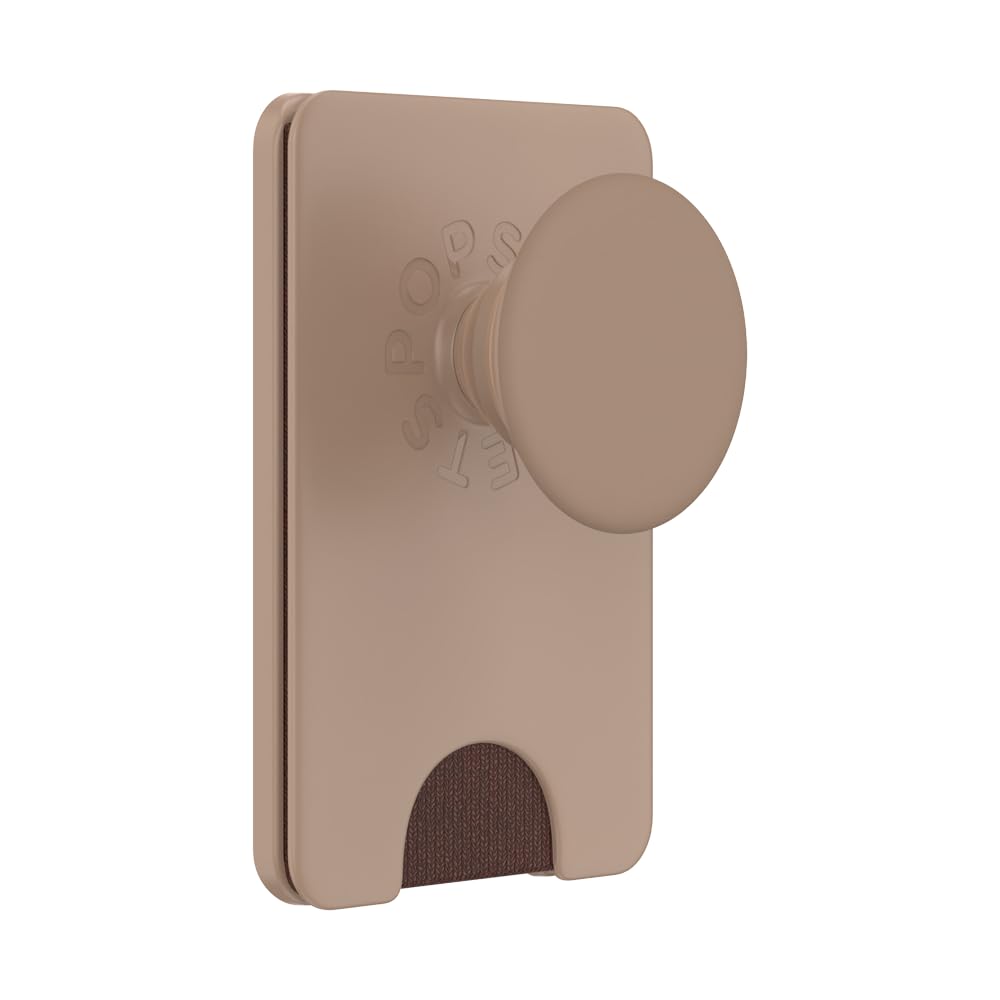 PopSockets Phone Wallet for MagSafe, Phone Card Holder with Grip, Brown - Latte