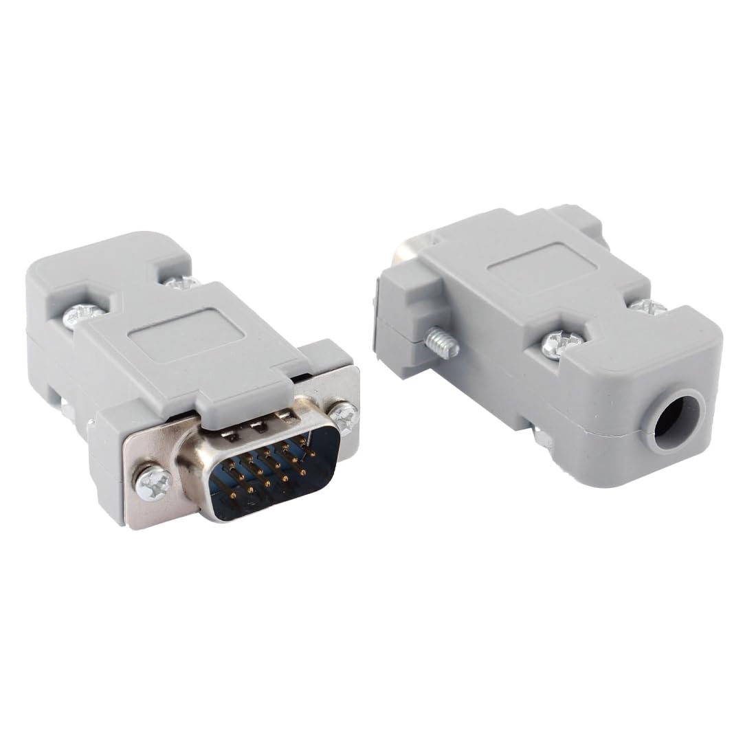 uxcell Hood Shell D-SUB DB15 15-Pin Male Solder Wire End VGA Connector 2pcs