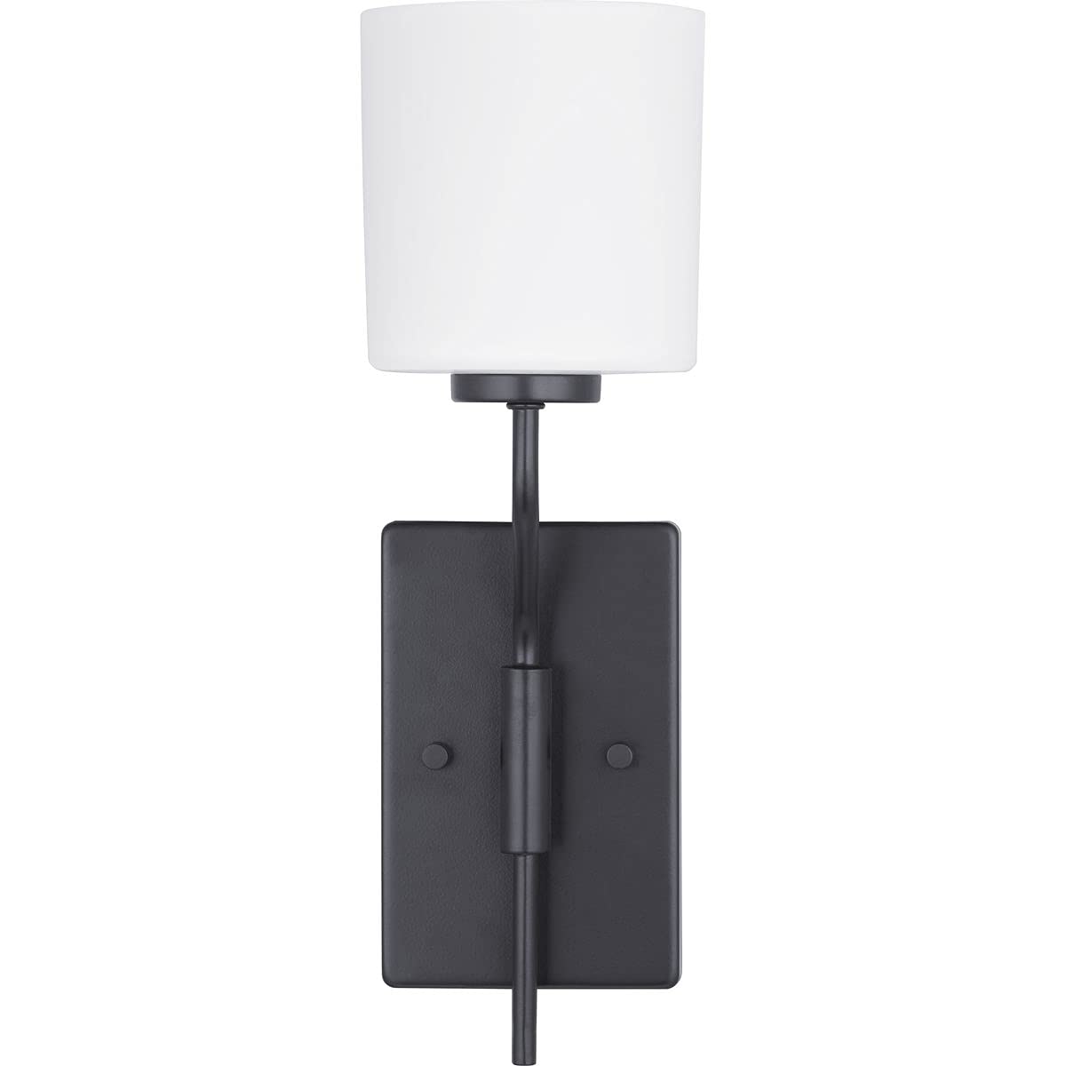 Progress Lighting Tobin Collection 1-Light Etched White Glass Modern Bath Vanity Light Matte Black