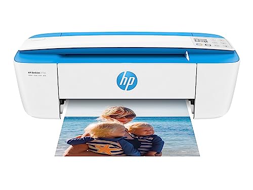 HP DeskJet 3755 Compact All-in-One Wireless Printer, Instant Ink, Works with Alexa - Blue Accent (J9V90A)
