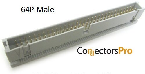 Pc Accessories 2-Pack 2X32 64P Dual Rows 2.54mm Shrouded IDC Male Header, 64 Pins Connectors for 1.27mm Flat Ribbon Cable