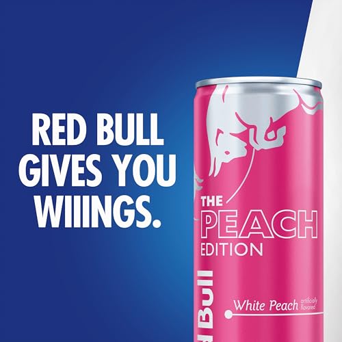 Red Bull Peach Edition Energy Drink, with 114mg Caffeine plus Taurine & B Vitamins, 12 Fl Oz, 4 Pack